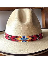 Mayan Arts Hat Band, Western Cowboy or Cowgirl Hatbands, Leather Ties, Handmade in Guatemala 7 8 Inches x 21 Inches