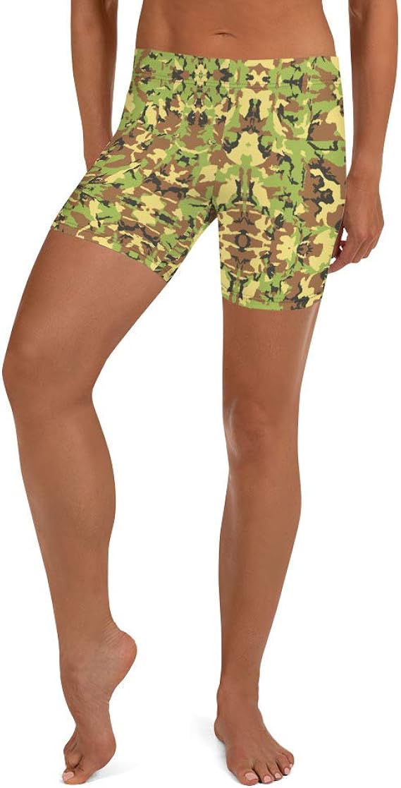 green camo biker shorts