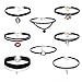 Sunflower Choker Necklaces Black Velvet Lace Adjustable Tattoo for Women Girls Teens(8 pieces)