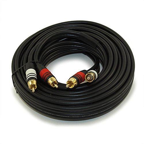 MyCableMart 25ft 2 Wire RCA PREMIUM Component Audio Cables, 24K Gold Plated, Black - Thumbnail 2