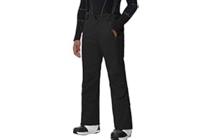 SnowElve Men's Insulated Snow Pants Waterproof Ski Pant for Winter Hiking Bottom Leg Zipper Outdoor Pants Zipper Pockets