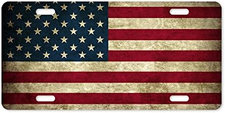 Metal License Plate Cover Grunge Usa Flag Aluminum License Plate 12" x 6"