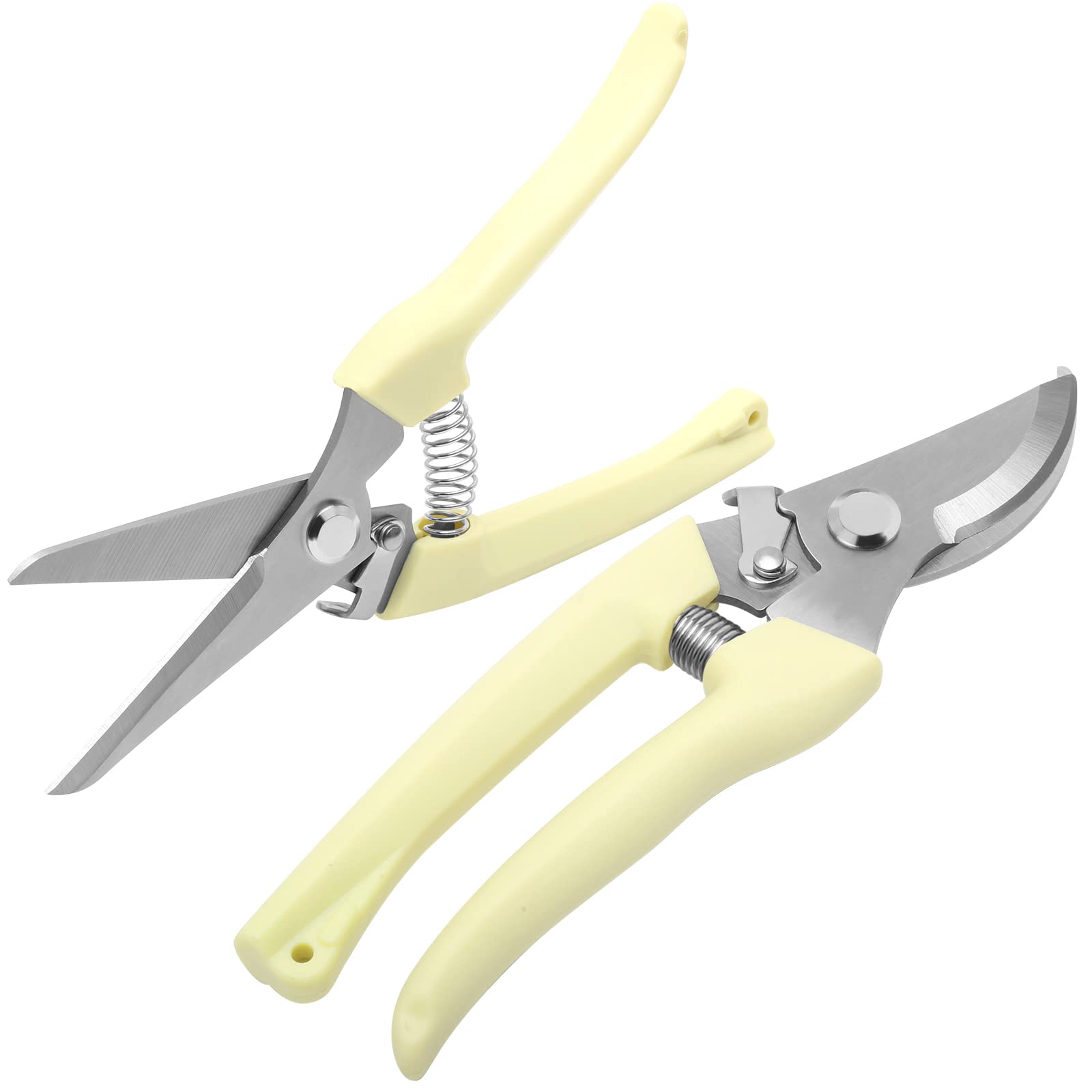 Poxiaoer 2 Garden Secateurs, Gardening Scissors, Pruning Shears, Garden Scissors Clippers for Floristry Plant Cuttings Trimming