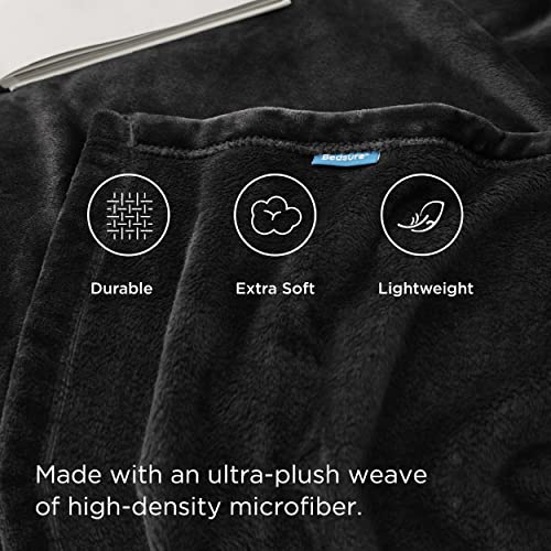 Bedsure 300GSM Fleece Blankets Black for Couch, Sofa, Bed, Soft