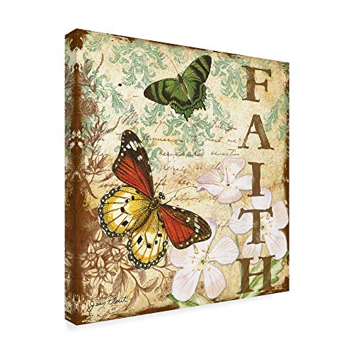 Trademark Fine Art Inspirational Butterflies Faith by Jean Plout, 14x14-Inch