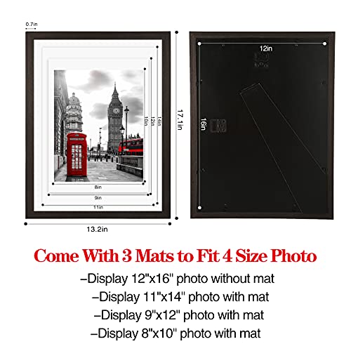 WOOROLL Wood 12x16 Picture Frames without Mat, Rustic Distressed 11x14