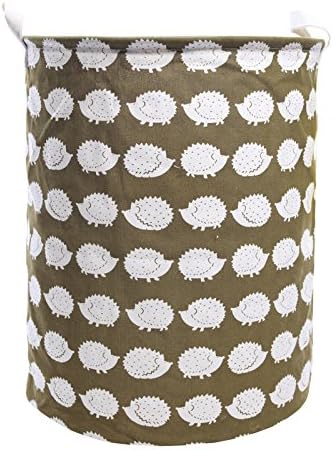 197" Large Laundry Hamper Bucket Waterproof Coating Cotton Laundry Basket Collapsible Washing Basket Cute Canvas Storage Basket Bin Home Nursery Toy Organizer (Hedgehog)