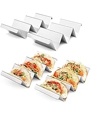 Taco Holders 4 Packs - Stainless Steel Taco Stand Rack Tray Style by ARTTHOME, Oven Safe for Baking, Dishwasher and Grill Safe