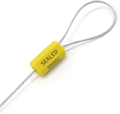 JCSY 50PC Metal Cable Seal Security Tamper Seal Yellow 12 Inch Numbered Wire