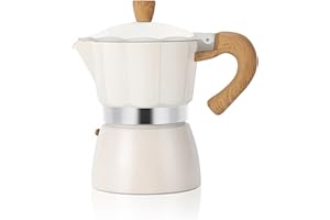 ShanSon Moka Pot Stovetop Espresso Maker 3 Cup 5 oz Italian Coffee Maker Manual Cuban Coffee Percolator Machine Italian Espresso Greca Coffee Maker for Cappuccino or Latte,White