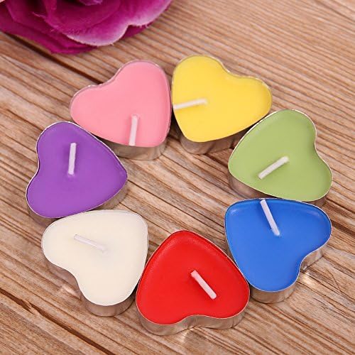 Gearmax 50 Pcs Love Heart Shape Tealights Love Candles Bulk Floating Smokeless Scented Romantic Candles Valentines Mothers Day Christmas Wedding Birthday Party Decoration (Red) - Image 4