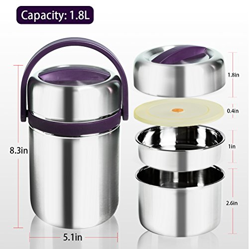 Stainless steel vacuum thermal lunch box multi-layer in…