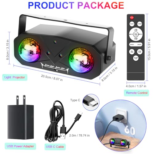 Disco Ball Light,Party Disco Strobe Ocean Star Projector Dj Dance Light Sound Activated with Remote Control Stage Rave for Parties Bar Birthday Wedding KTV Christmas Halloween Dancing Décor