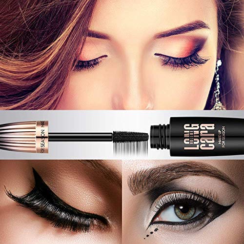AsaVea 4D Silk Fiber Eyelash Mascara Natural Thickening and Lengthening Mascara, Instant, Waterproof, Long-lasting