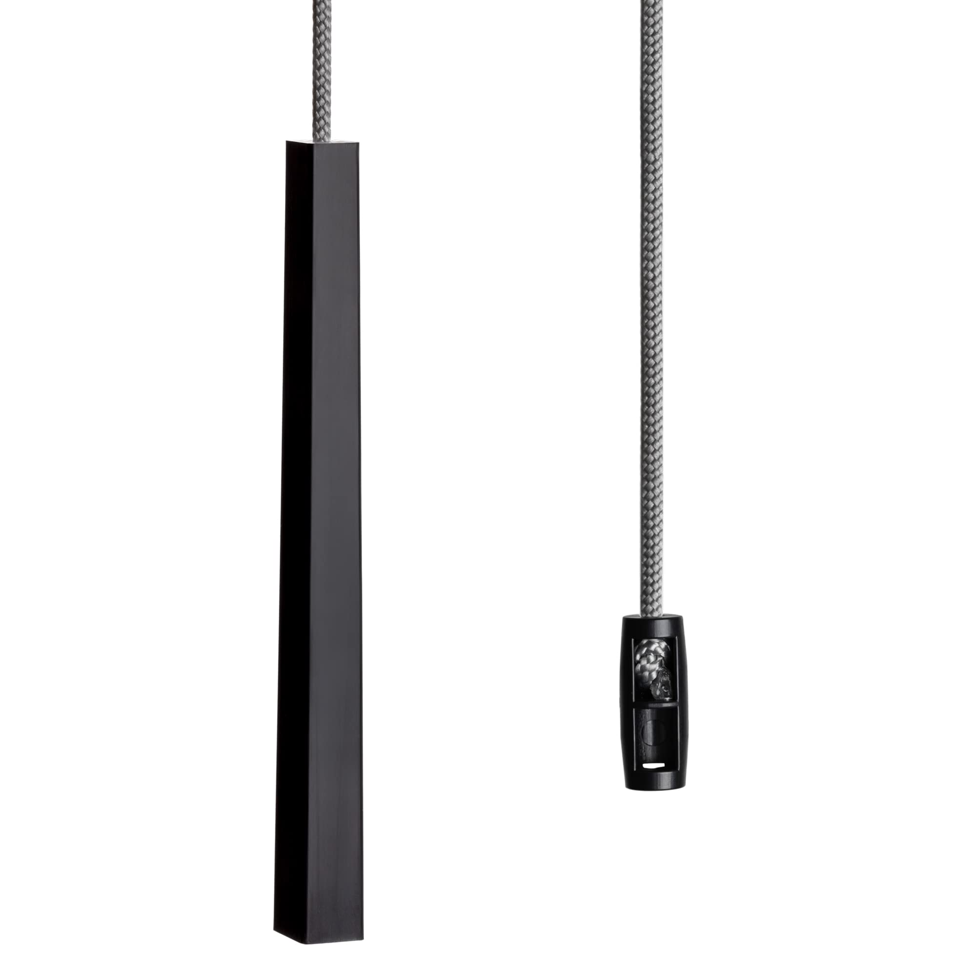Black Light Pull Cord, String and Handle. Slimline, Subtle Cube Minimalist Design. Choice of Cord Colour. (Metallic Silver Cord)