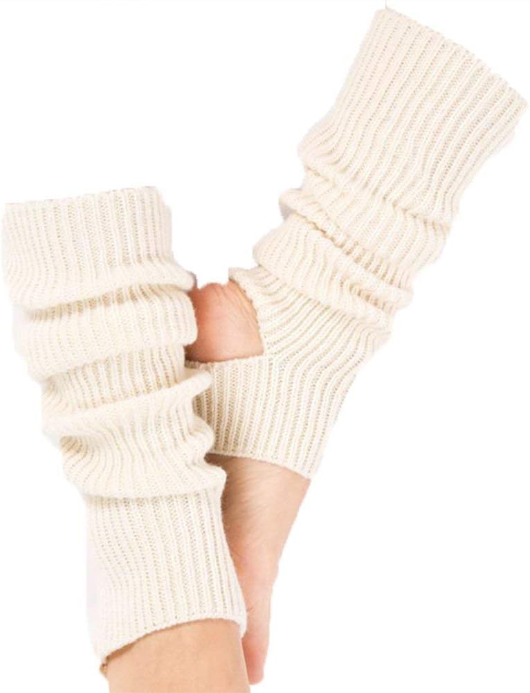 Febbya Knitted Yoga Socks,Knitted Leg Warmers Women Winter Warm Knit Crochet Leg Warmers for Yoga Dancing Exercising Gym Keep Warm Whtie
