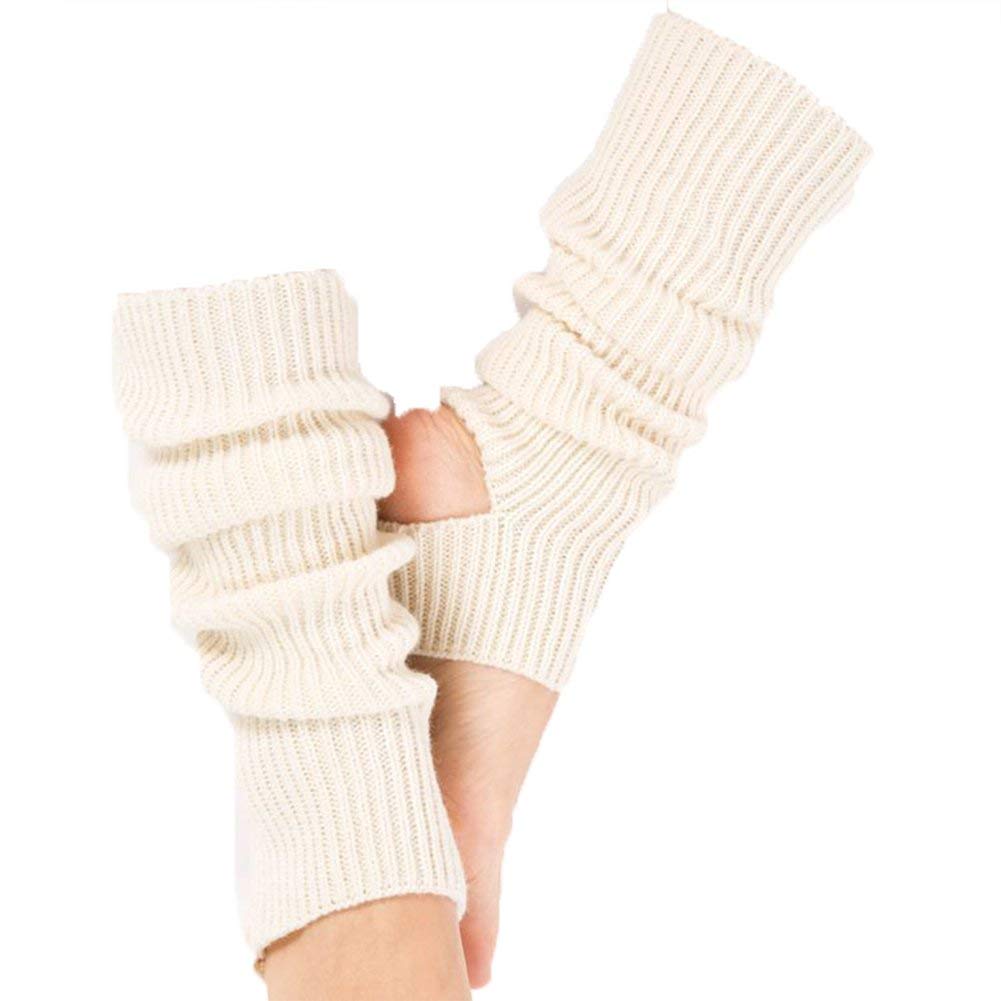 Febbya Knitted Yoga Socks,Knitted Leg Warmers Women Winter Warm Knit Crochet Leg Warmers for Yoga Dancing Exercising Gym Keep Warm Whtie