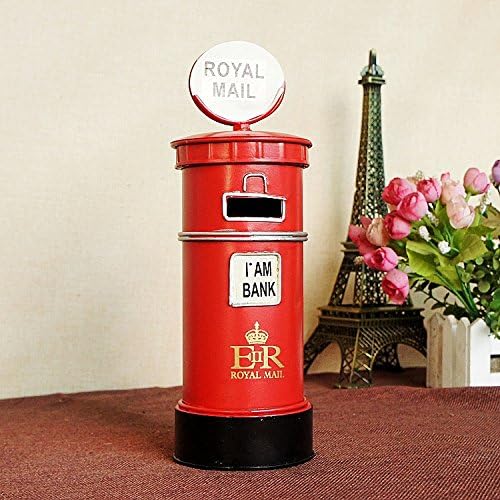 London Traditional Post Box Money Box piggybank ,Iron Art Desk Décor for Office School Home