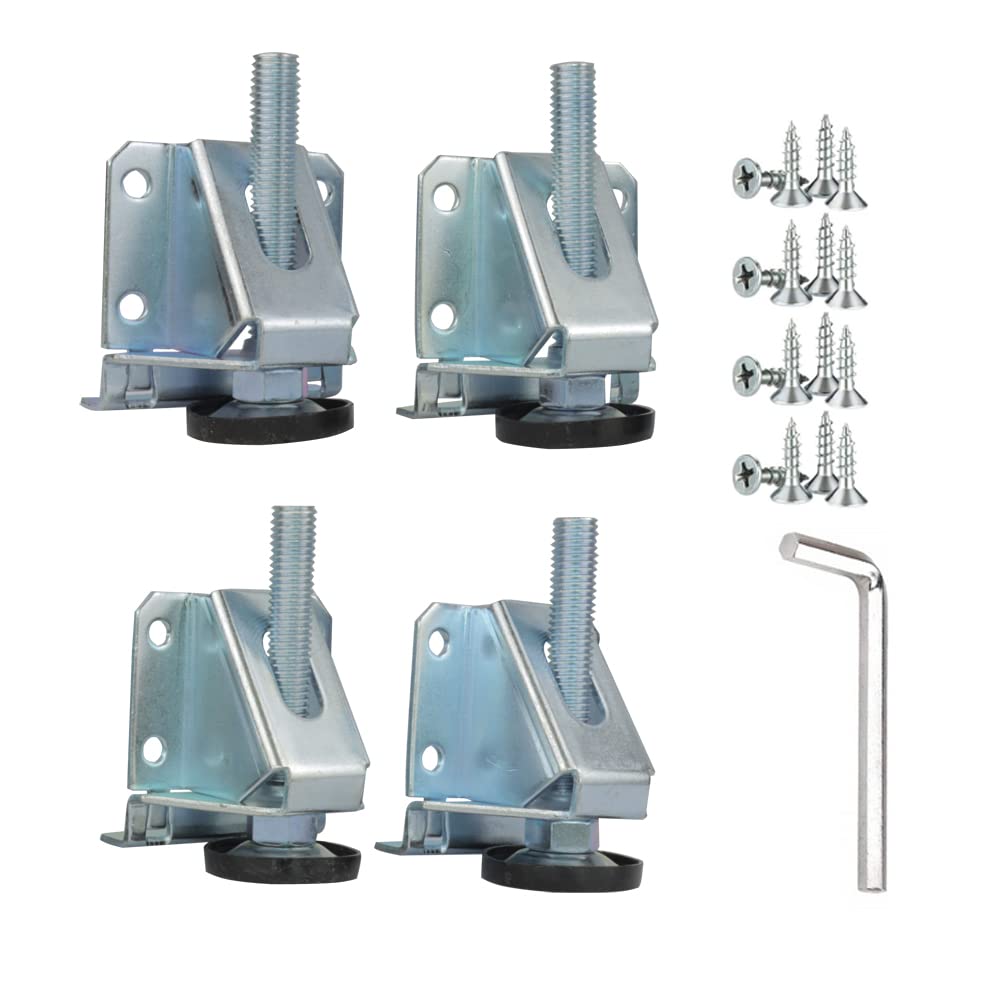 YWZHENYU Heavy Duty Leg Levelers Adjustable Leveling Feet with Lock Nuts for Furniture Cabinets Tables and Shelves of 4 Pcs