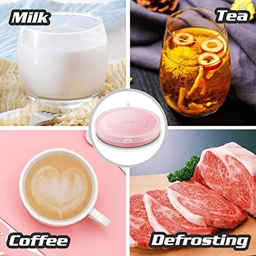 Smart Coffee Warmer, BESTINNKITS Auto On/Off Gravity-induction Mug Warmer for Office Desk Use, Candle Wax Cup Warmer Heating Plate (Up To 131F/55C) (Pink) - Thumbnail 3