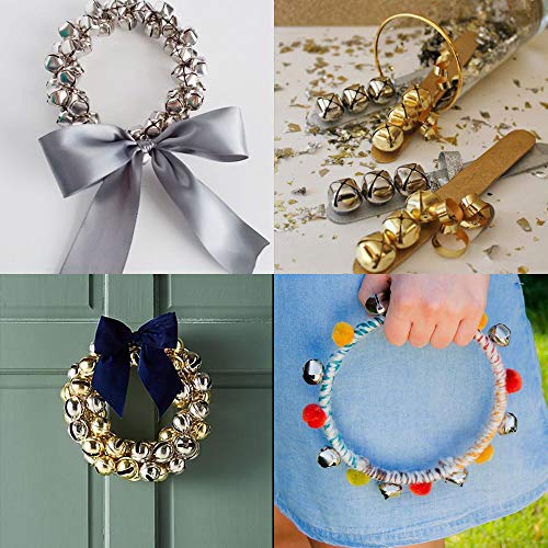 image for CEWOR 168Pcs Craft Bells 1Inch Christmas Jingle Bells with 98ft Red Co