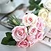 CQURE Artificial Flowers, FakeFlowers Silk Plastic Artificial Roses 9 Heads Bridal Wedding Bouquet for Home Garden Party Wedding Decoration (Pink Champagne×2)