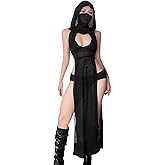Rave Outfits for Women: Slim Black Rave Dress with Hood