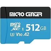 INLAND Micro Center Performance 512GB microSDXC Card, A2 Micro SD Card, UHS-I C10 U3 V30 A2 4K UHD Video Flash Memory Card with Adapter for Smartphones, Tablets, Drones and Action Cameras