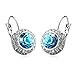 T400 Crystal Round Drop Earrings Lever Back Gift for Women Dangle Earrings