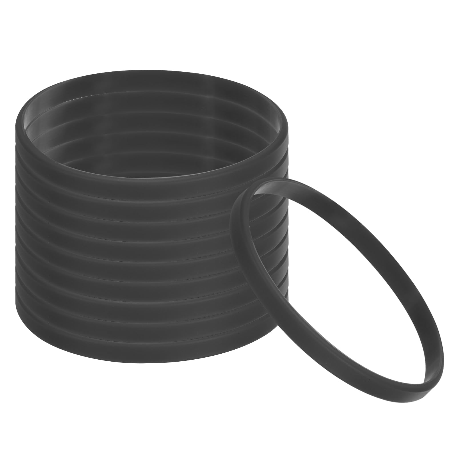 PATIKIL Silicone Bracelets, 50 Pack Colored Rubber Wristbands Blank Stretch Sports Bands for Adults Teen Sports Team Games, Black