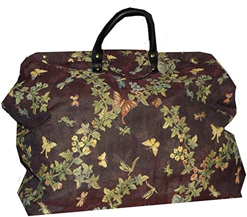 FlyingNeedleGallery's Plum Butterfly Floral Woven Tapestry Carpet Bag