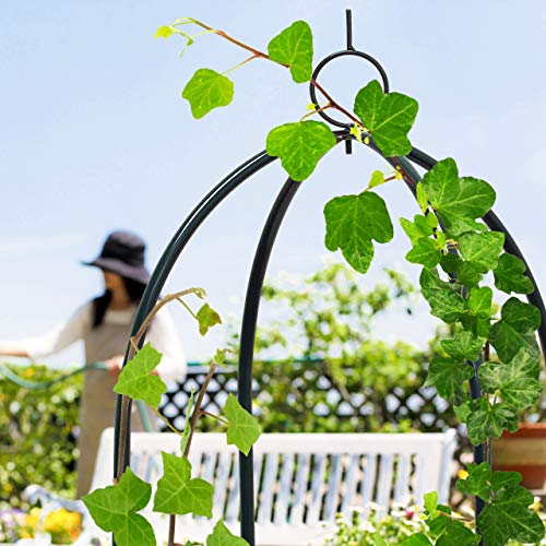 Relaxdays Rankobelisk beschichtetes Metall 190 cm, witterungsbeständige Garten Rankhilfe für Rosen und Blumen, grün – Bild 4