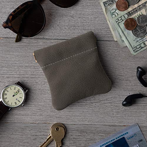 Genuine Leather Squeeze Coin Purse, Pouch Made IN U.S.A. Change Holder For Men/Woman Size 3.5 X 3.5