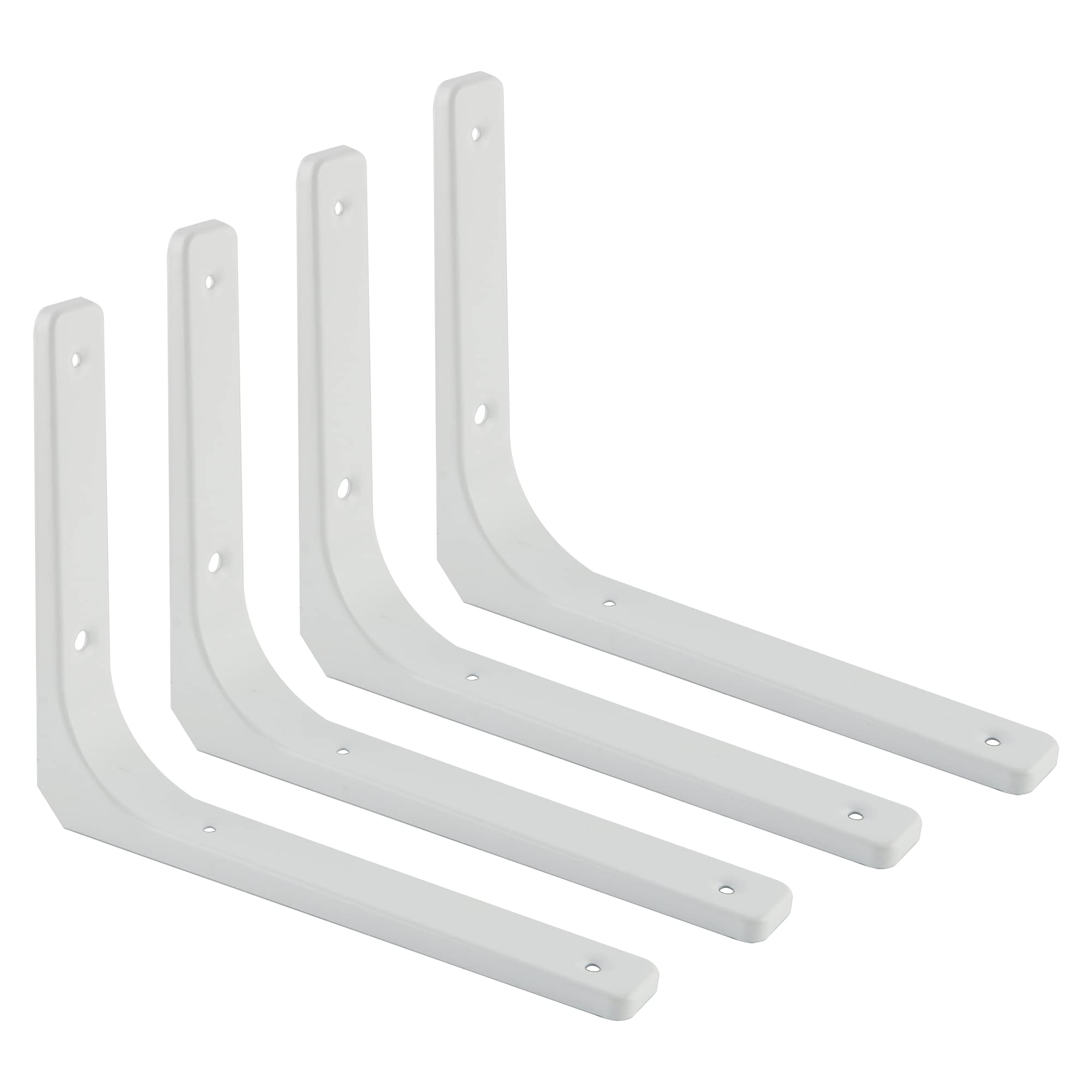 Sayayo Shelf Bracket Corner Brace Angle Bracket Shelf Support Wall Hanging 250mm*200mm, Metal Bright White Finished, 4 Pcs, EJR250W-4P