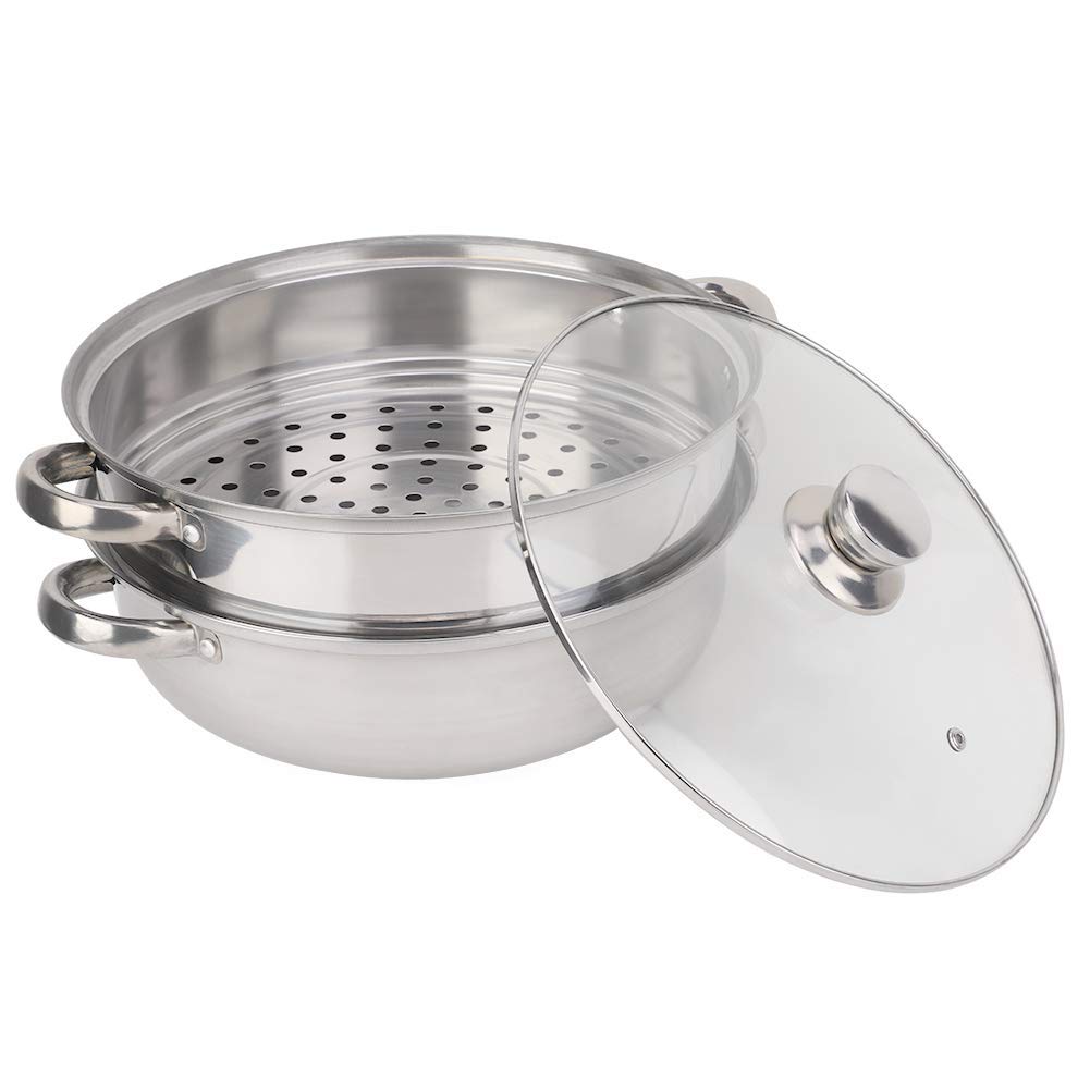 Stainless Steel Cookware 27cm/11in 2-Layer Pot Cooker Double Boiler Soup Steaming Pot