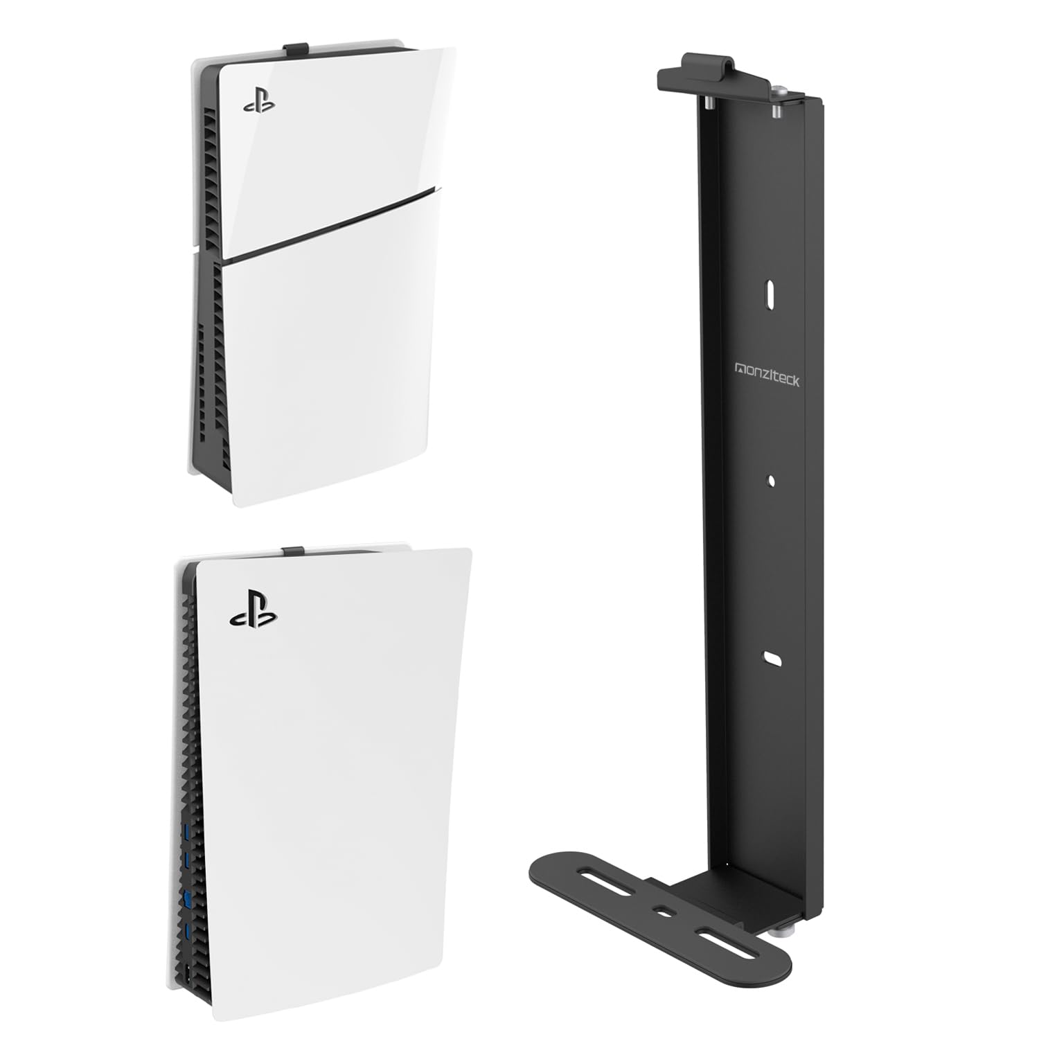 Monzlteck Wall Mount for PS5 Slim/PS5 Pro -Steel Mount Wall Holder Bracket for PS5 Original and PS5 Slim/Pro(Digital and Disc),Sturdy and Not Fall Off,+1Controller Holder