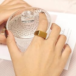 MYNENEY Stainless Steel Square Shape Signet Style