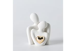 GJFASGF Mini Hugging Couple Statue Ceramic Lover Figurine Home Decor is a Romantic Gift for Her on Wedding Anniversary and Valentines, TV Stand Decoration Knick Knacks for Shelves (White)