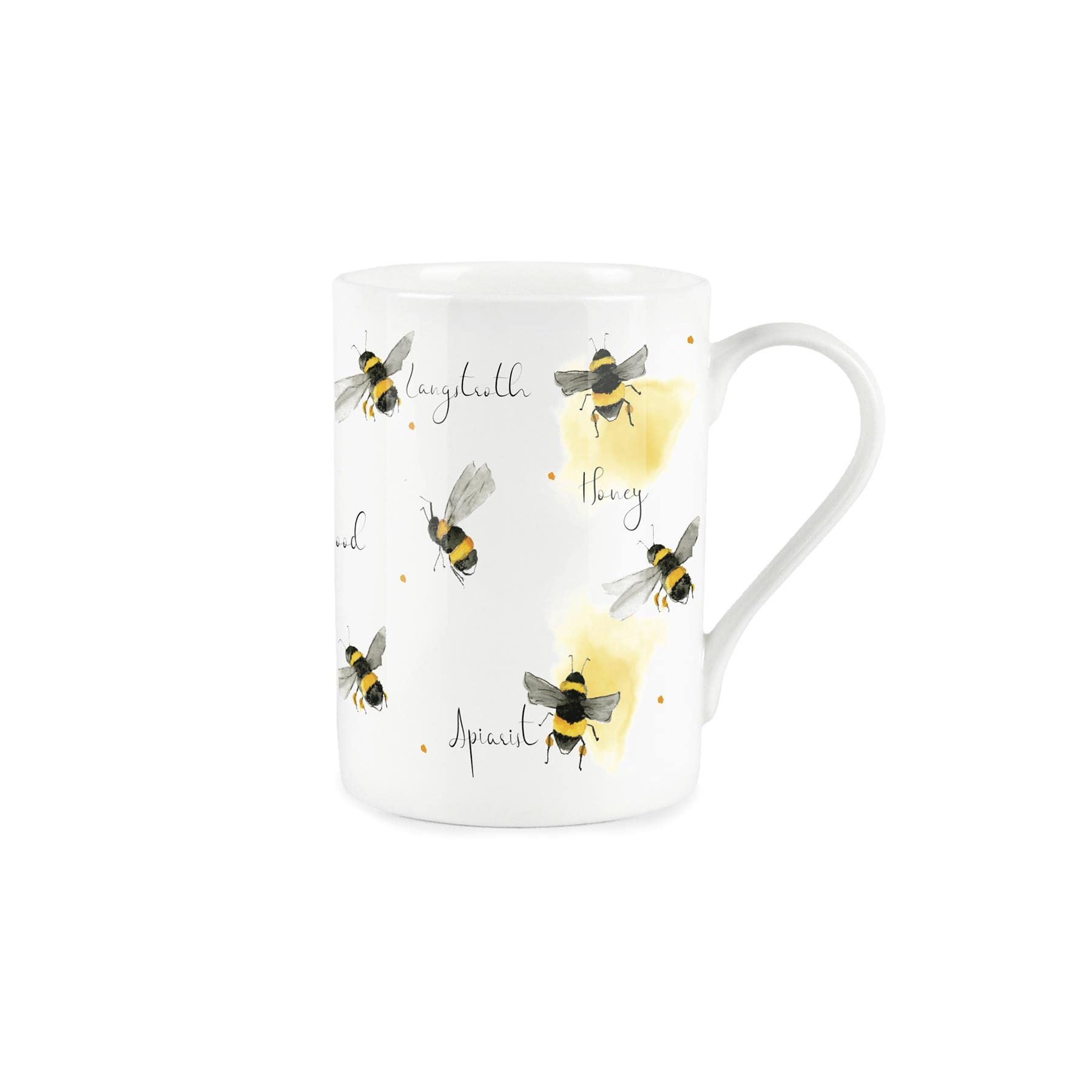 Purely Home Bee Lover Mug - Bees Jargon Bone China Style White Plants Coffee/Tea Present Gift