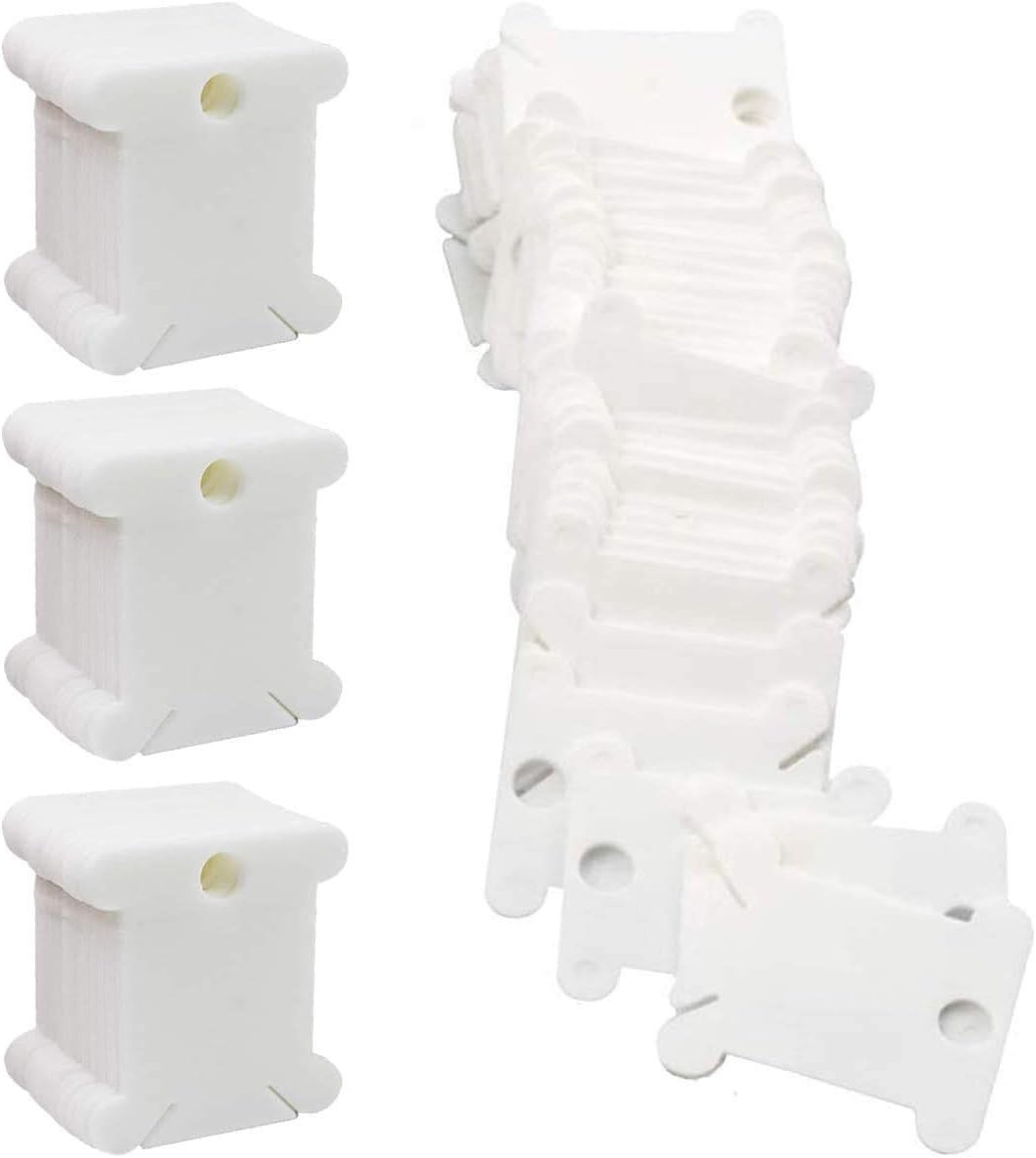 120 Pieces Plastic Floss Bobbins for Embroidery Floss Organizer Cross-Stitch Bobbins Card Thread Holder for Craft DIY Sewing Storage,White