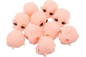 BESPORTBLE 10pcs DIY Craft Doll Heads - Soft Vinyl Head Accessories for Hair Rooting Practice, Face Painting & Plush Toy Maki