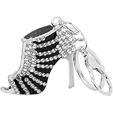 Reizteko Lady Gift Rhinestone Stiletto High Heel Shoe Crystal Enamel Keychain Multicolor Enamel Keychain (black)