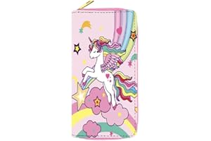 Suillty Cute Unicorn PU Leather Zip Around Long Wallet Cluth Travel Purse for Women Gilrs Ladies