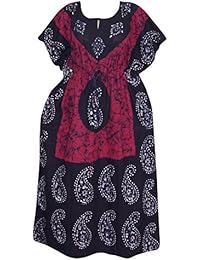 Women's Caftan Dress Pink/Black Batik Print Kimono Cover up XXXL