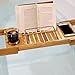 WELLAND Bathtub Caddy Bamboo Bath Tray with Adjustable Extending Sides, Bath and Bed Tray, Cellphone Tray, Book Reading Rack, Cup, Wine Glass Holder and Tablet Holder (Natural Bamboo Color)