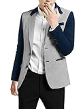 Allegra K Man Houndstooth Pattern Padded Shoulder Casual Blazer Navy Blue S