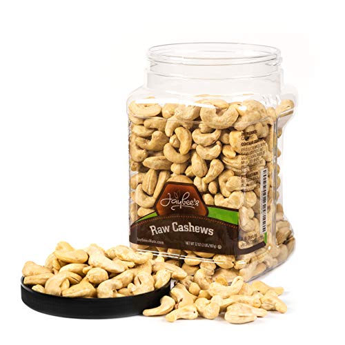 Jaybee's Extra Large Whole Cashews - Raw - Unsalted Great for Gift Giving or As Everyday Snack - Reusable Container - Certified Kosher (32 Ounces)