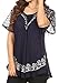 Sakkas 16482 - Ash Womens Short Sleeve Casual Tops Tie Dye Shirts Loose Blouse Shirts - Navy,One Size Regular