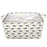 Jacone Larger Kids Storage Bins Waterproof Fabric Storage Baskets with Handles and Drawstring Closure,18.1-Inch by 12.2-Inch by 9.5-Inch,Collapsible and Convenient for Baby Toys,Clothings (Whale)
