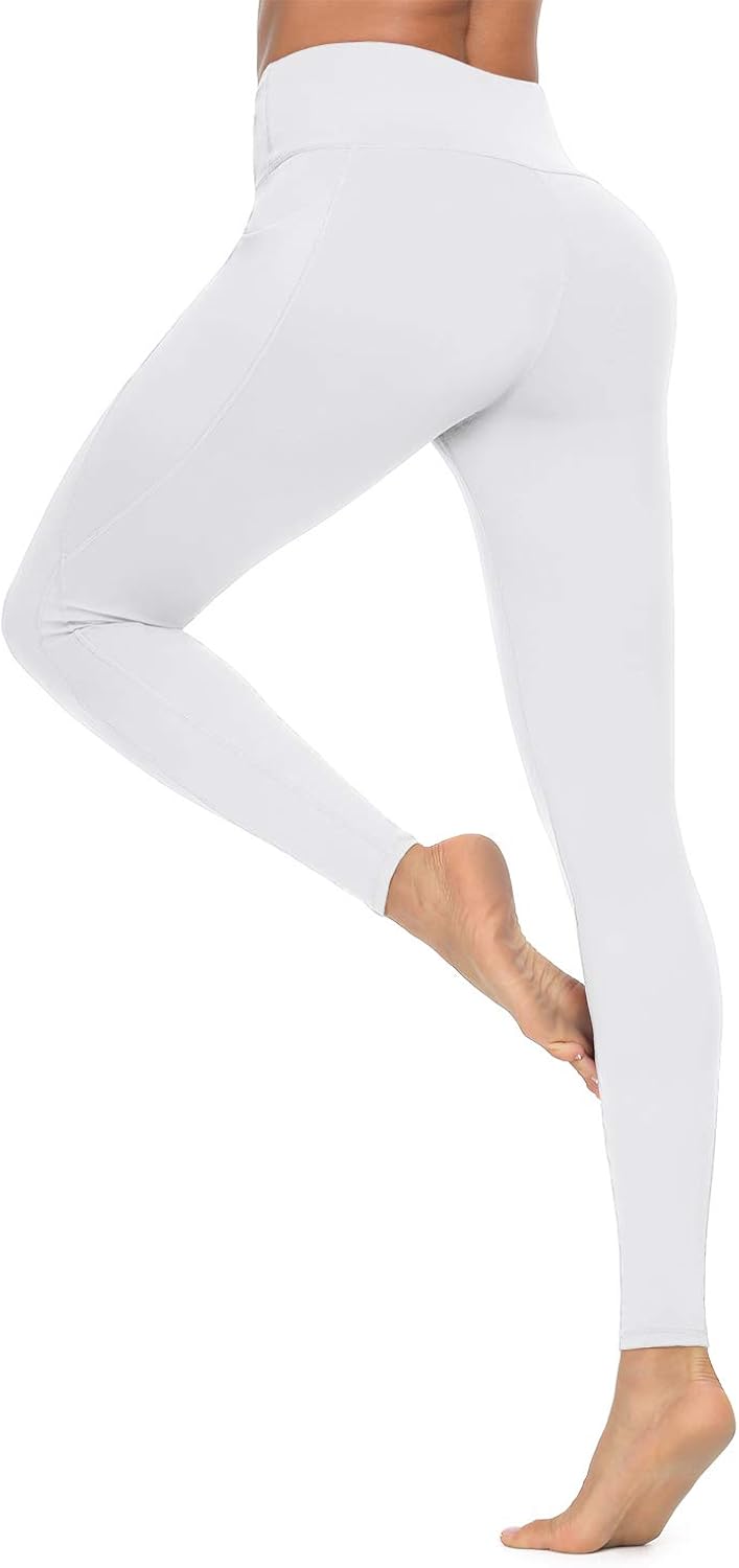 Jouica High Waist Yoga Pants with Pockets, Tummy Control, Workout Pants for Women 4 Way Stretch Yoga Leggings with Pockets: Clothing